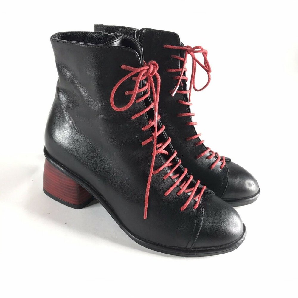 Summit By White Mountain Edwardian Style Black Leather Boots Women's SZ 6 EU 36